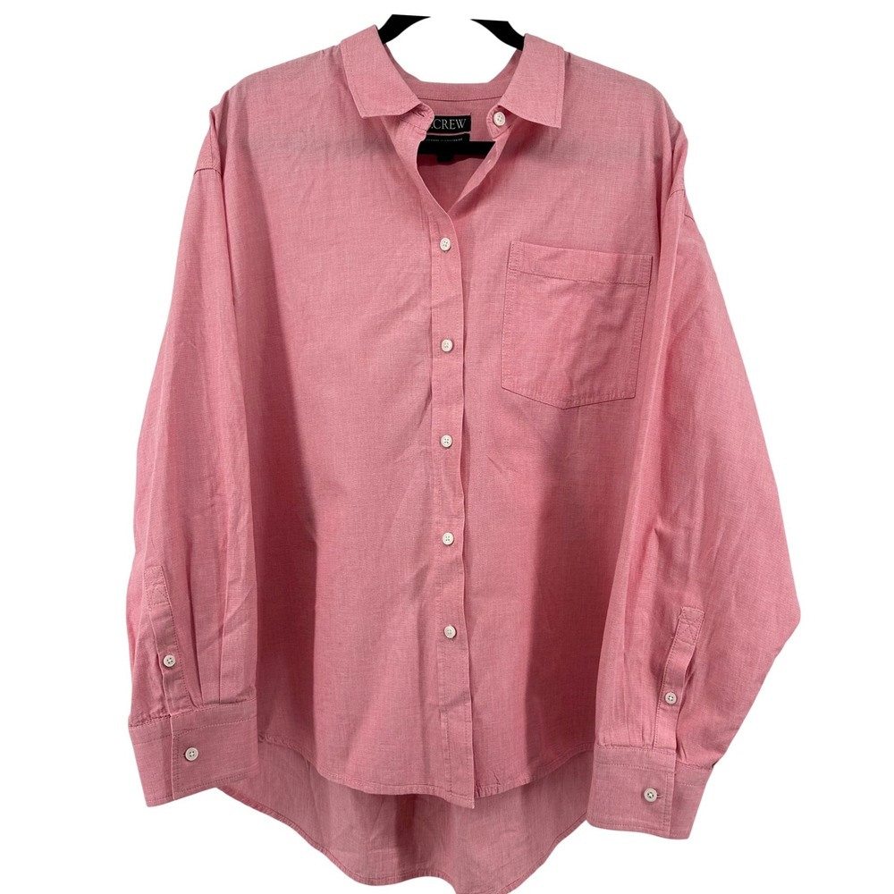 J.Crew Etienne Oversized Fit Button Down Shirt Preppy Coastal Womens XL Pink